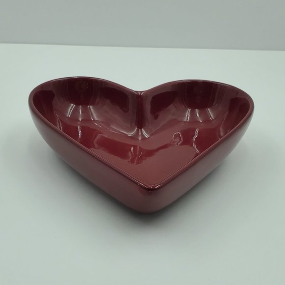 Simple Additions by The Pampered Chef Red Heart Shaped Dish Red Trinket Dish - Picture 2 of 5